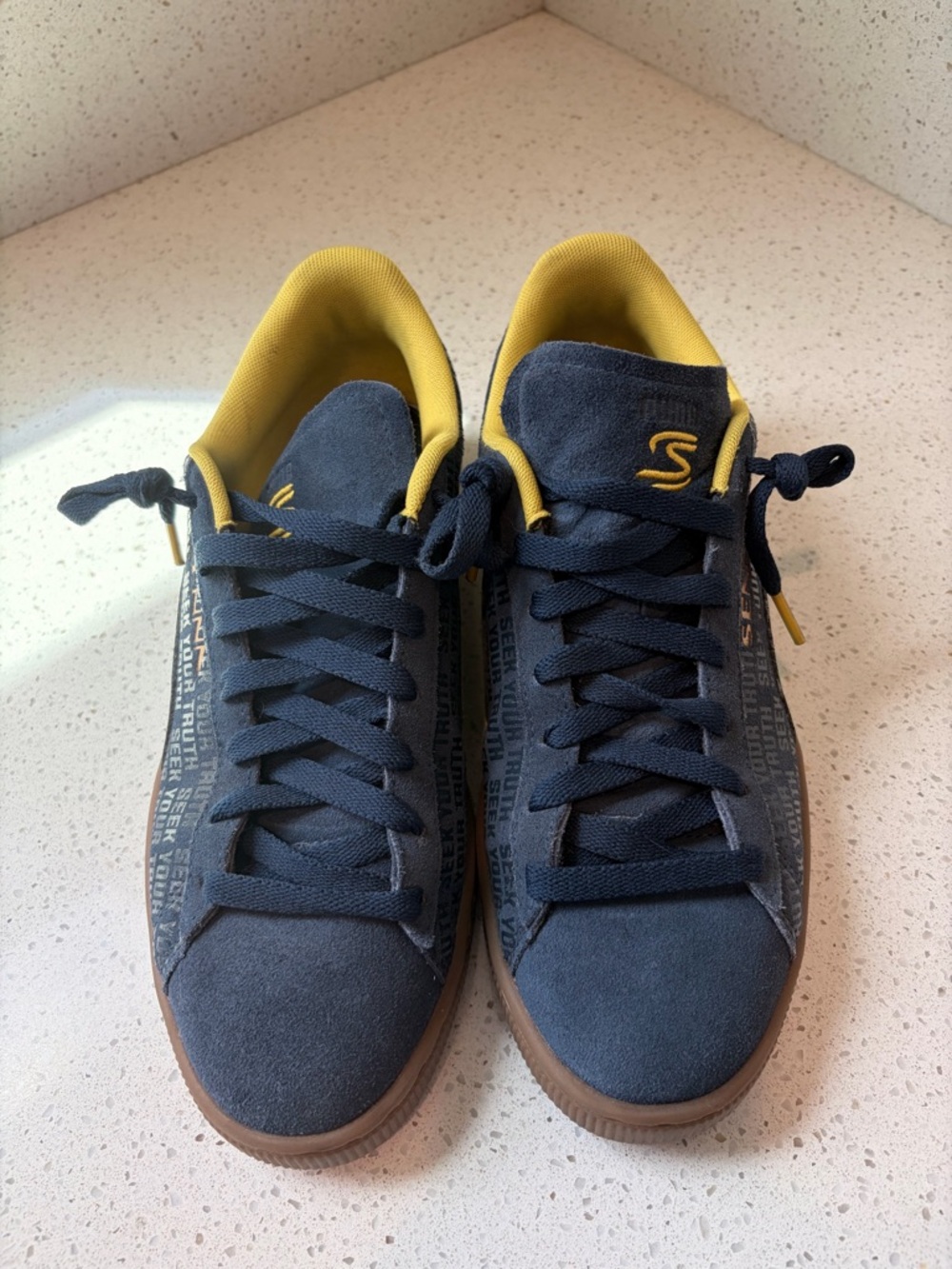 Official Formula 1   Aryton Senna Navy & Yellow Puma Casual Suede Sneakers